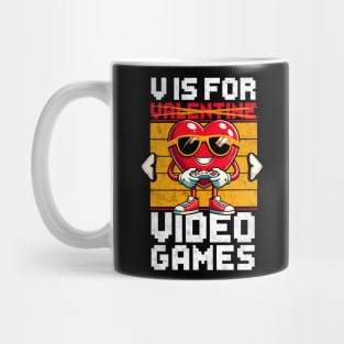 V Is For Video Game Gamer Valentine's Day Mug